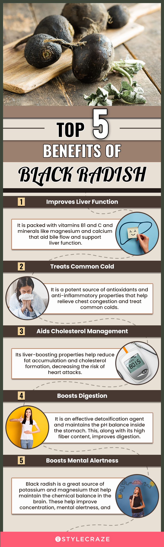 top 5 health benefits of black radish(infographic)