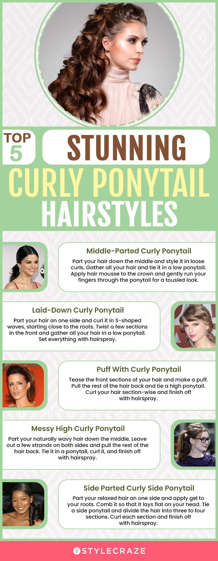 top 5 stunning curly ponytail hairstyles (infographic)