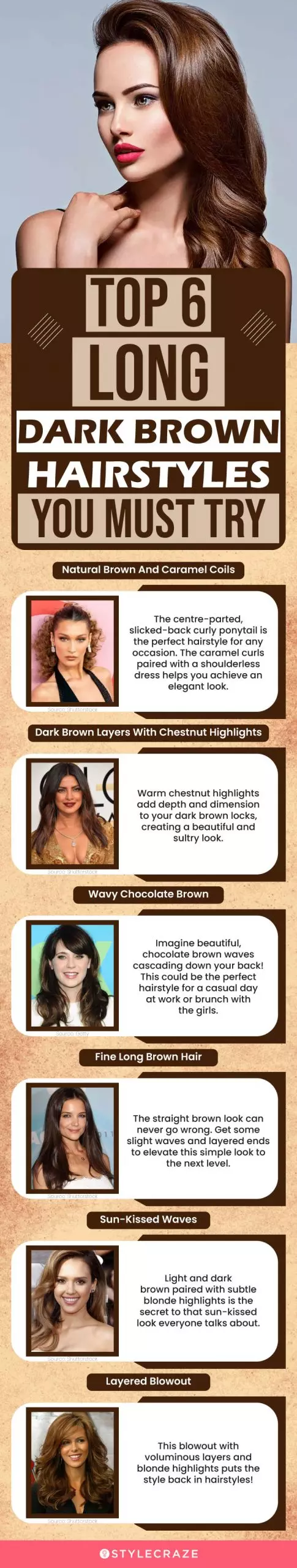 top 6 long dark brown hairstyles you must try (infographic)