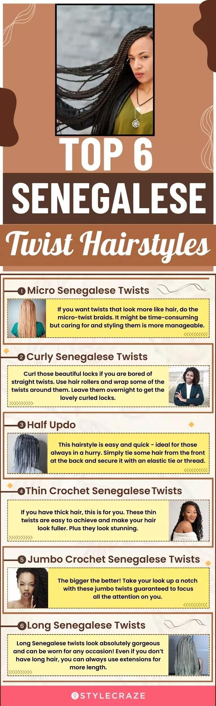 top 6 senegalese hair styles (infographic)