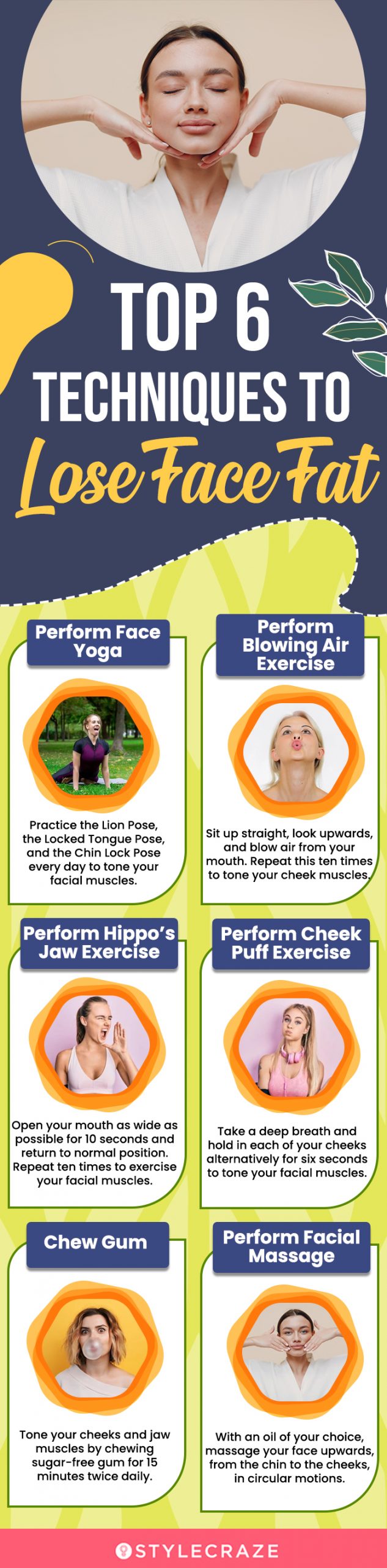top 6 techniques to lose face fat (infographic)