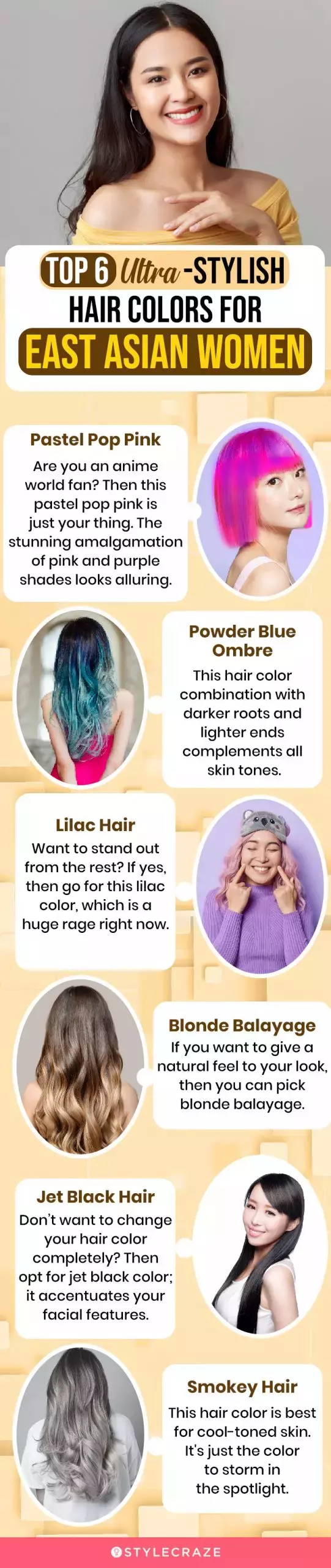 top 6 ultra stylish hair colors for east asian women (infographic)