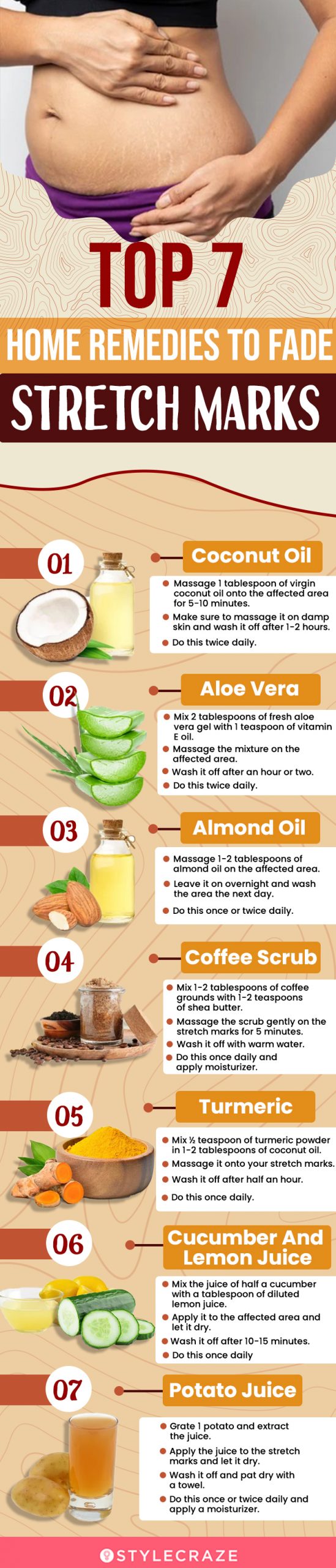 top 7 home remedies to fade stretch marks and how to use them(infographic)