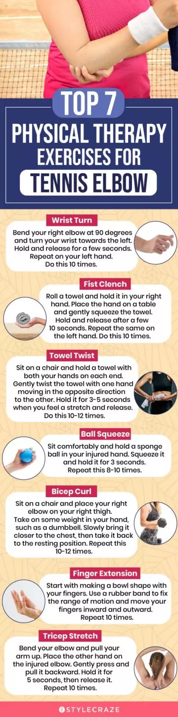 top 7 physical therapy exercises for tennis elbow (infographic)