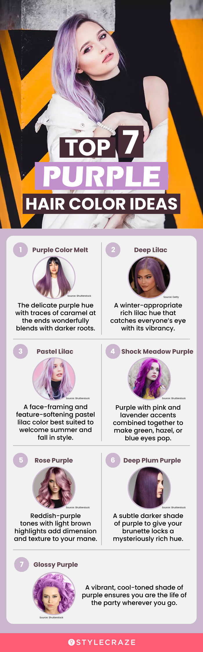 top 7 purple hair color ideas(infographic)