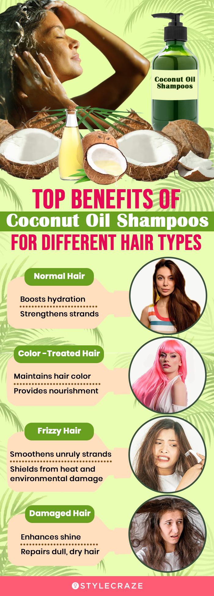 Benefits Of Coconut Oil Shampoos For Different Hair Types (infographic)