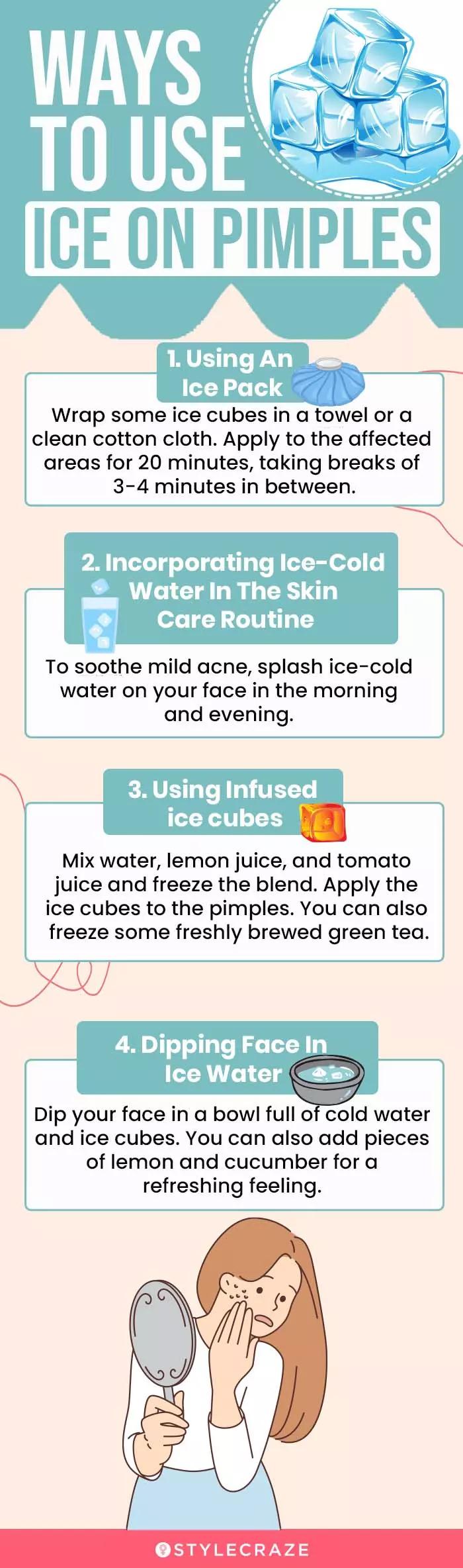 ways to use ice on pimples (infographic) 