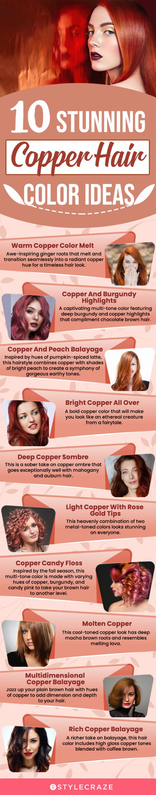35 Copper Hair Colour Ideas & Hairstyles : Red Copper Balayage