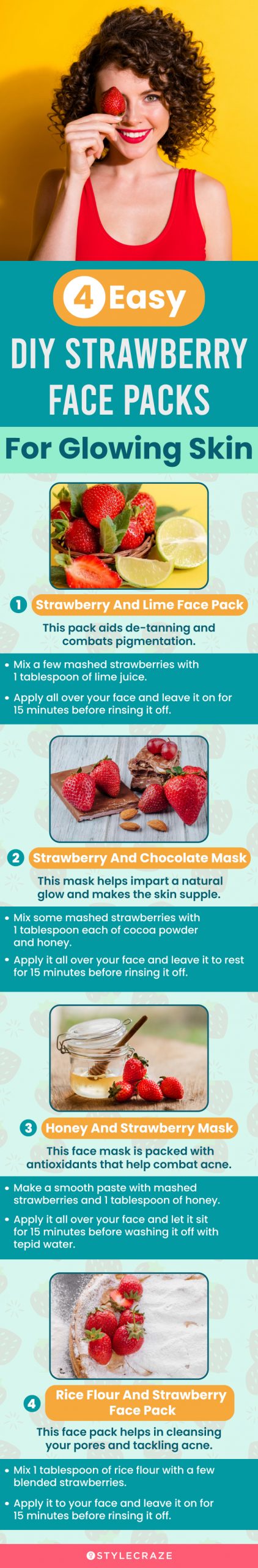 4 easy diy strawberry face packs for glowing skin (infographic)