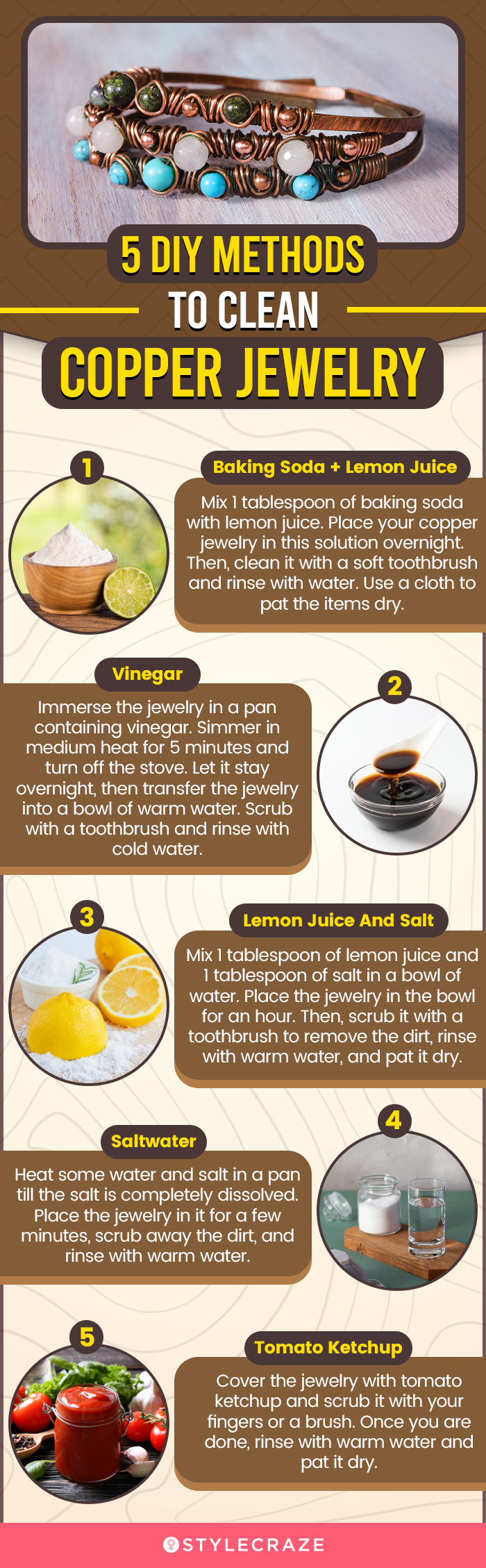 5 diy methods to clean copper jewelry (infographic)