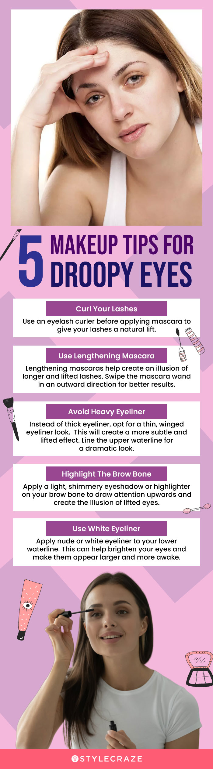 5 makeup tips for droopy eyes (infographic)