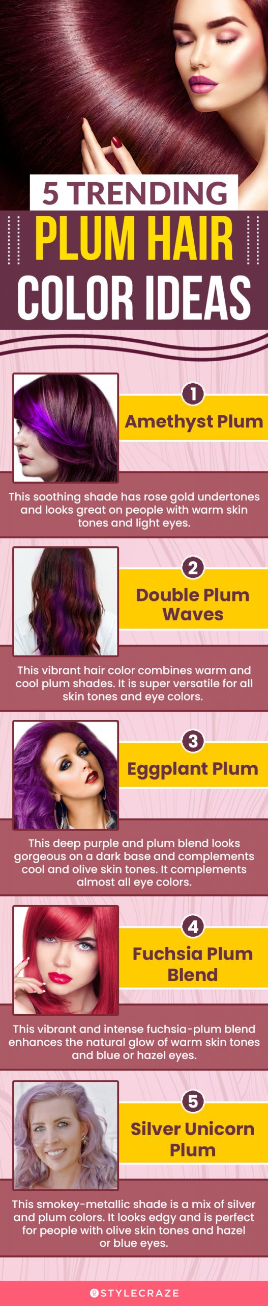 5 trending plum hair color ideas (infographic)