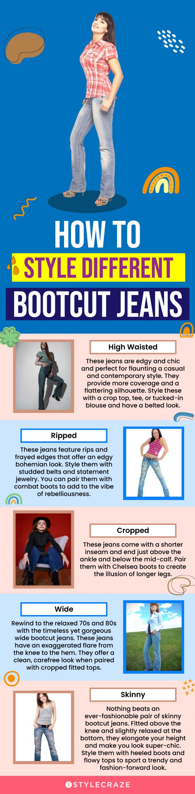 How To Style Different Bootcut Jeans (infographic)