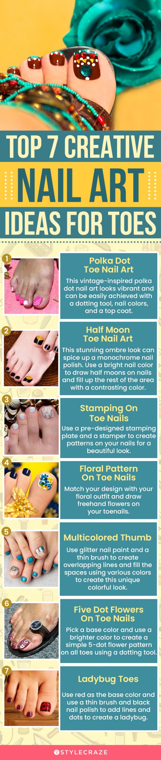 7 top creative nail ideas for toes (infographic)