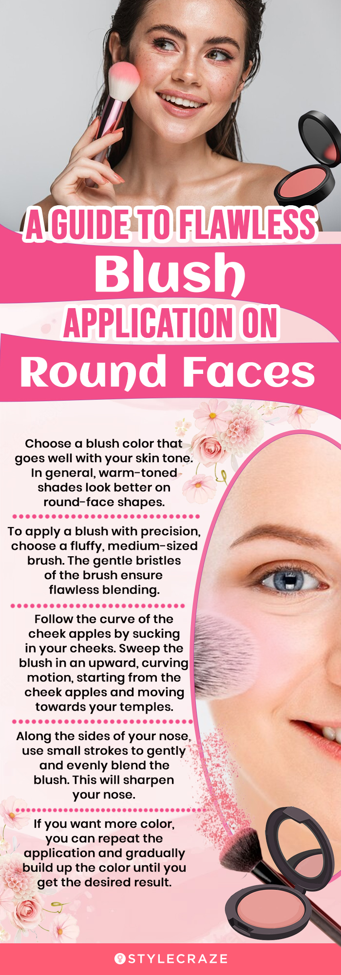 A Guide To Flawless Blush Application On Round Faces(infographic)