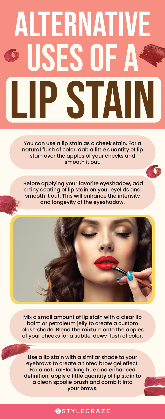 Alternative Uses Of Lip Stain (infographic)
