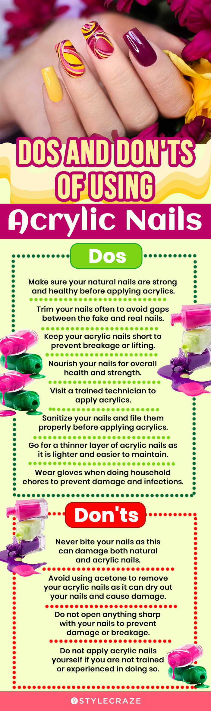 Dos And Don'ts Of Using Acrylic Nails (infographic)