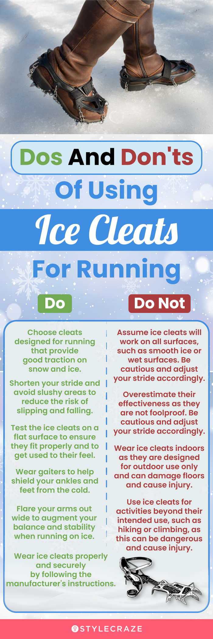 Do's And Don'ts Of Using Ice Cleats For Running (infographic)