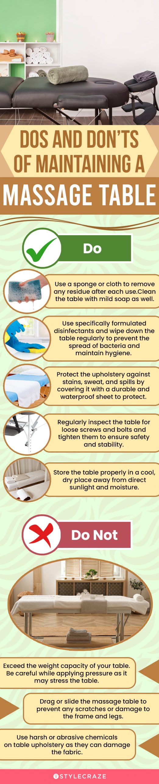 Dos and Don’ts Of Maintaining A Massage Table (infographic)