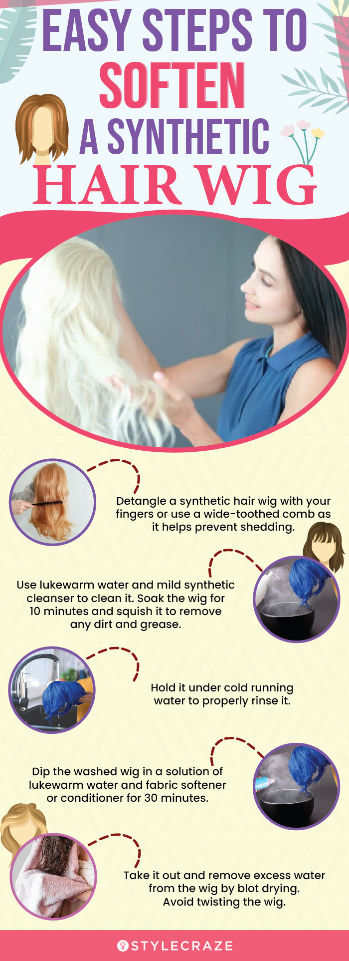easy steps to soften a synthetic hair wig (infographic)