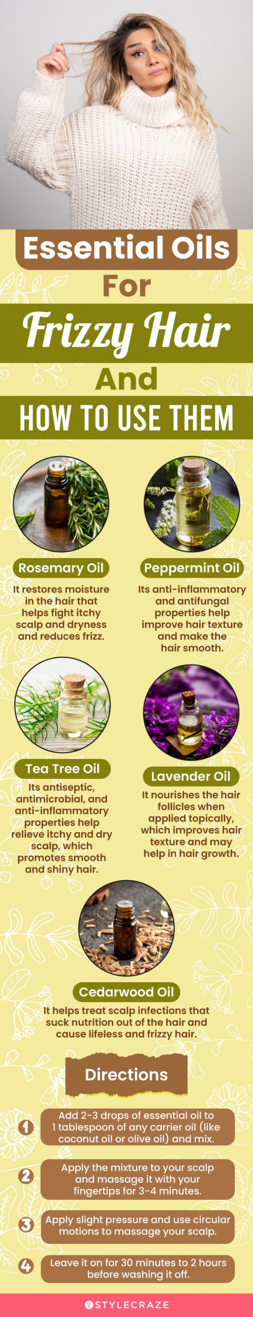 essential oils for frizzy hair and how to use them (infographic)
