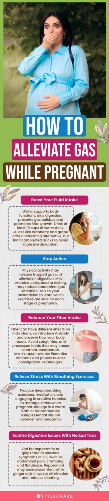 how to alleviate pregnancy gas (infographic)