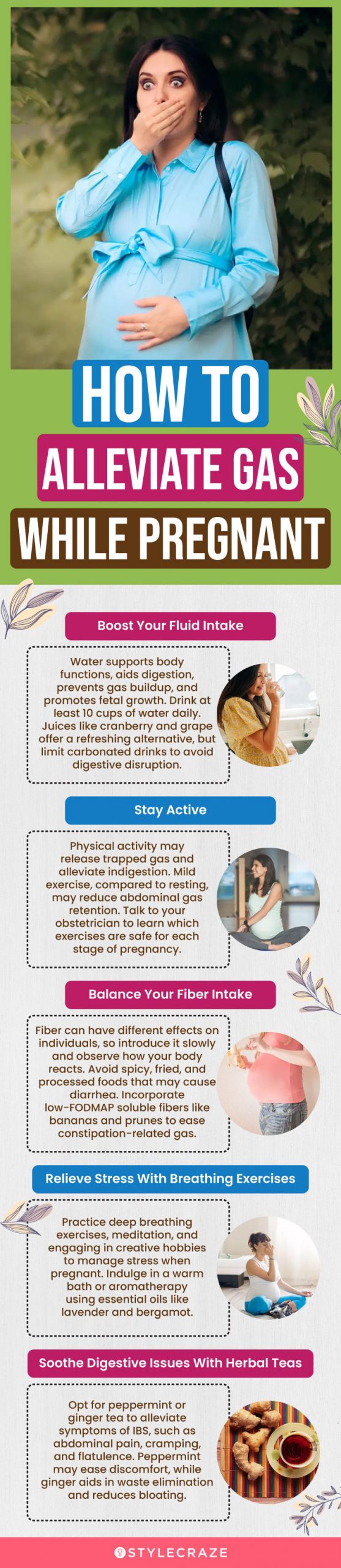 how to alleviate pregnancy gas (infographic)
