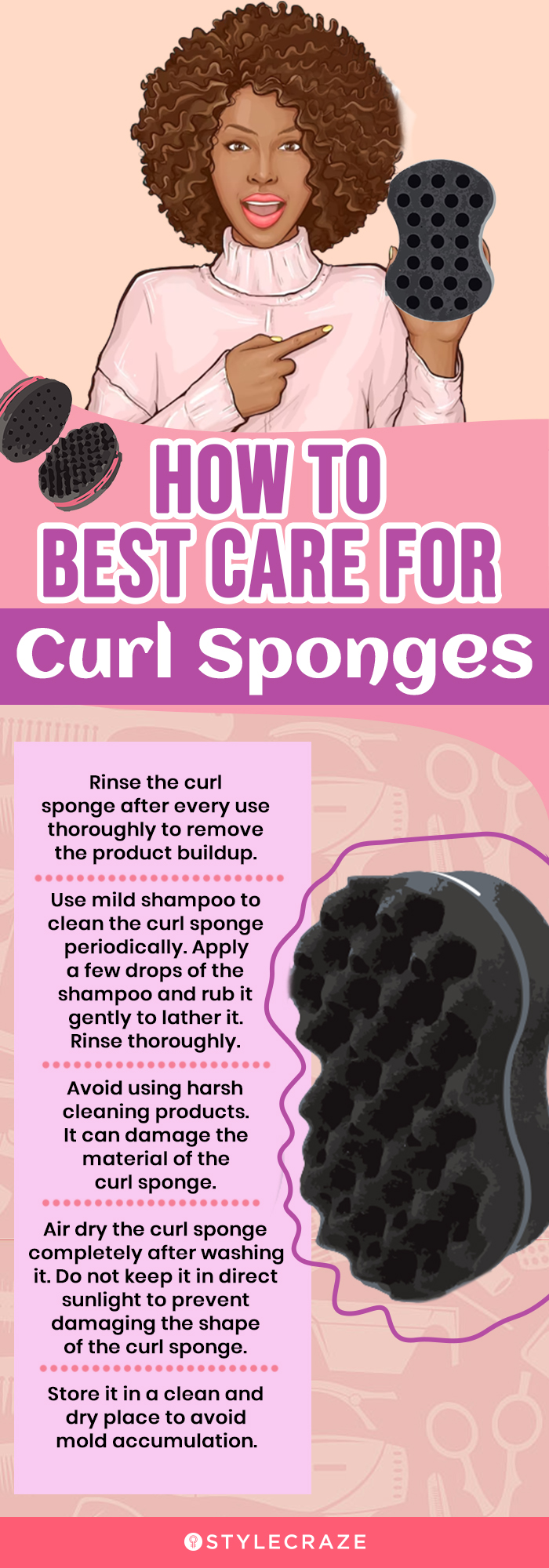 How To Best Care For Curl Sponge (infographic)