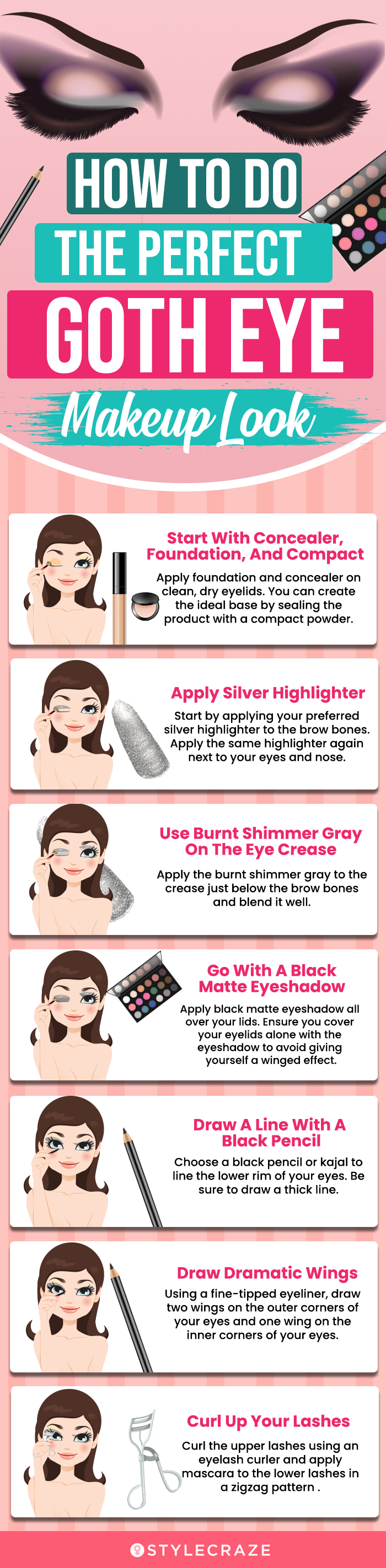 how to create the goth eye makeup look (infographic)