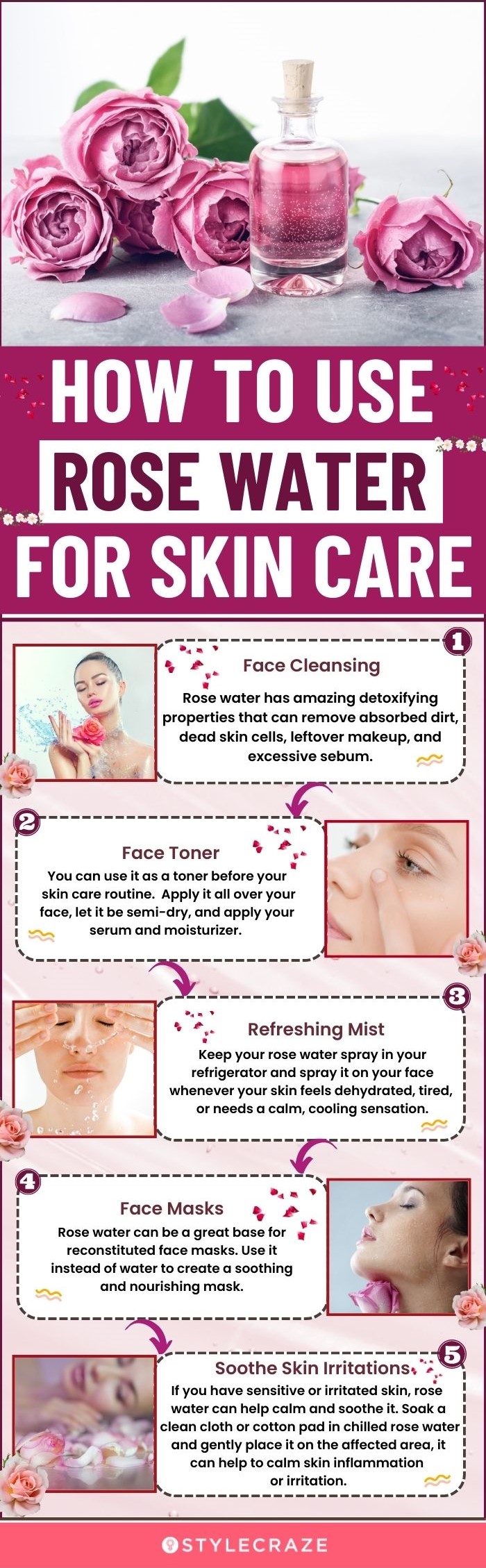 How To Use Rose Water For Skin Care (infographic)