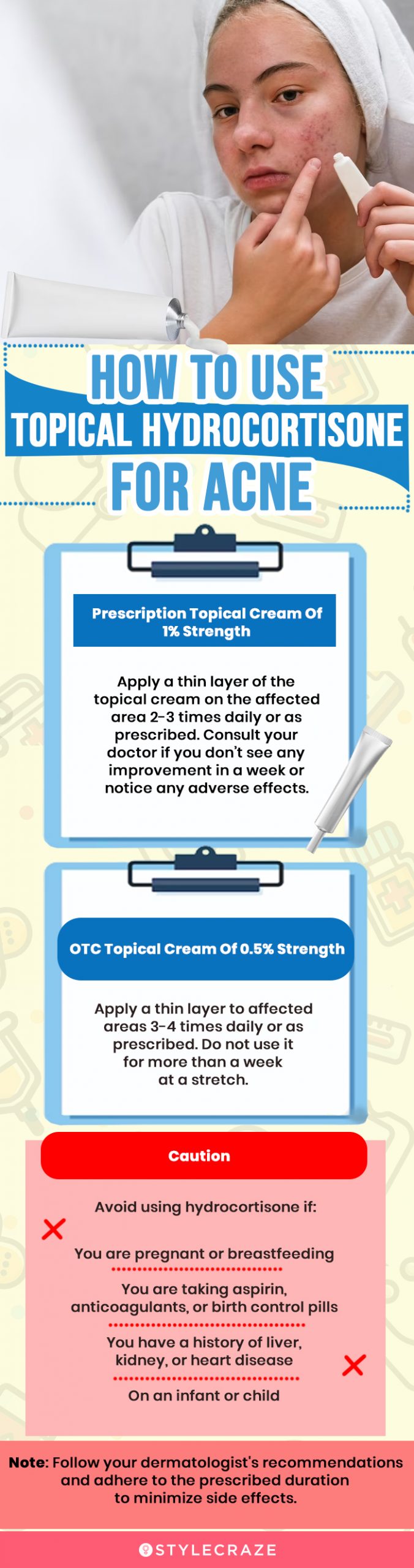 how to use topical hydrocortisone for acne (infographic)