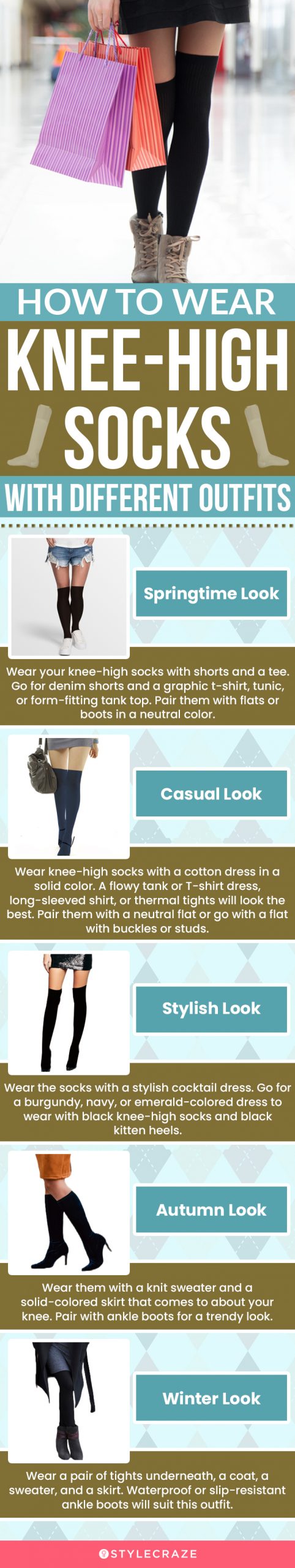 How To Wear Knee-High Socks With Different Outfits (infographic)