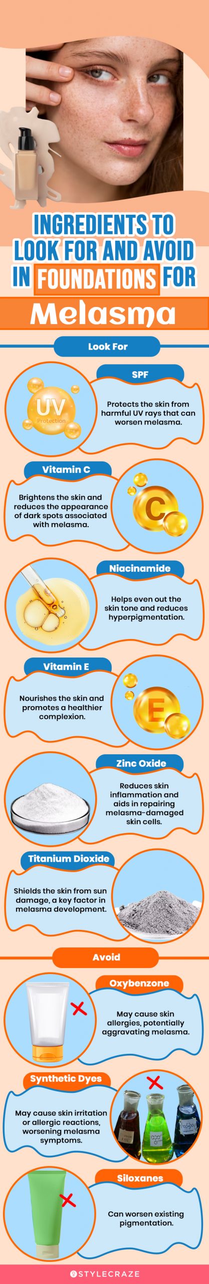 Ingredients To Look For And Avoid In Foundations For Melasma (infographic)