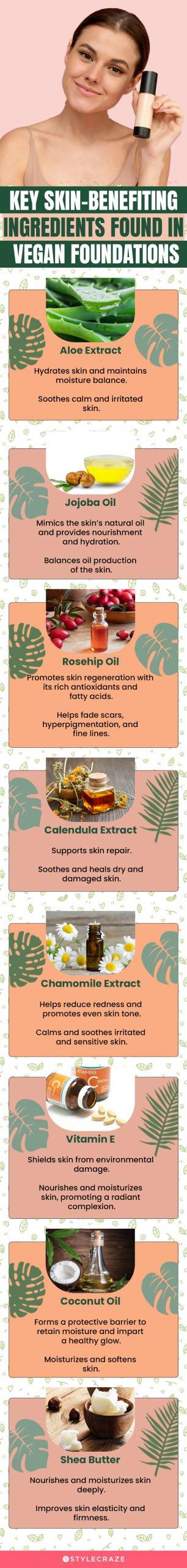 Key Skin-Benefiting Ingredients Found In Vegan Foundations (infographic)