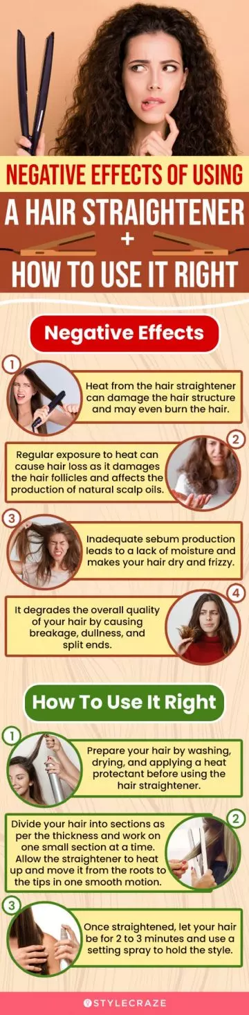 negative effects of using a hair straightener + how to use it right (infographic)