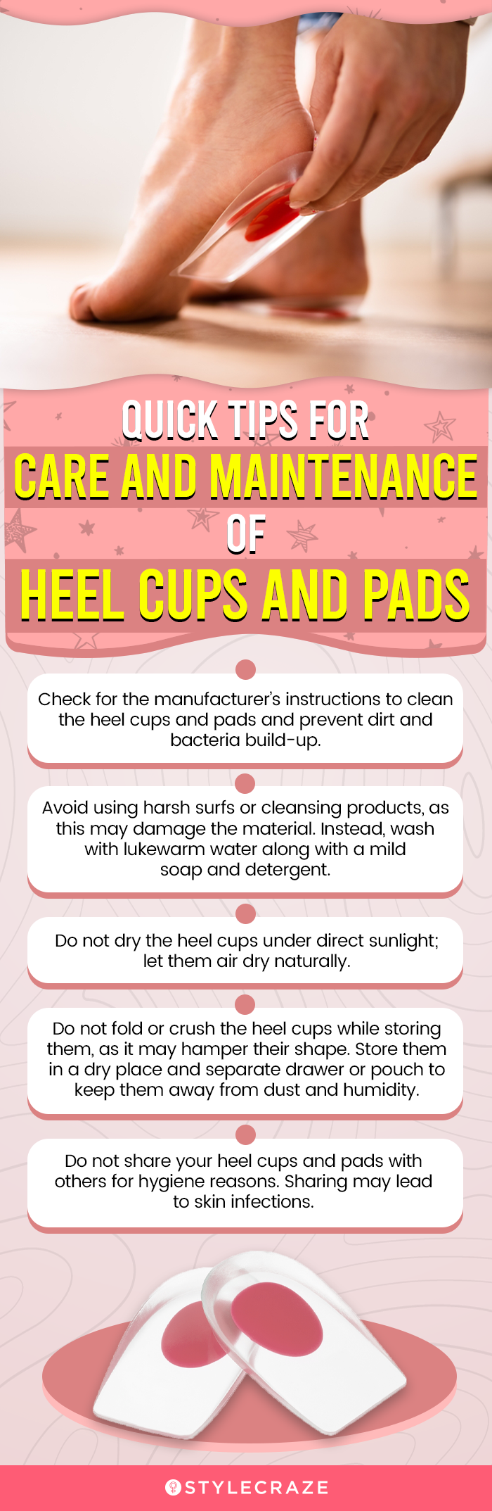 Quick Tips For Care And Maintenance Of Heel Cups And Pads (infographic)