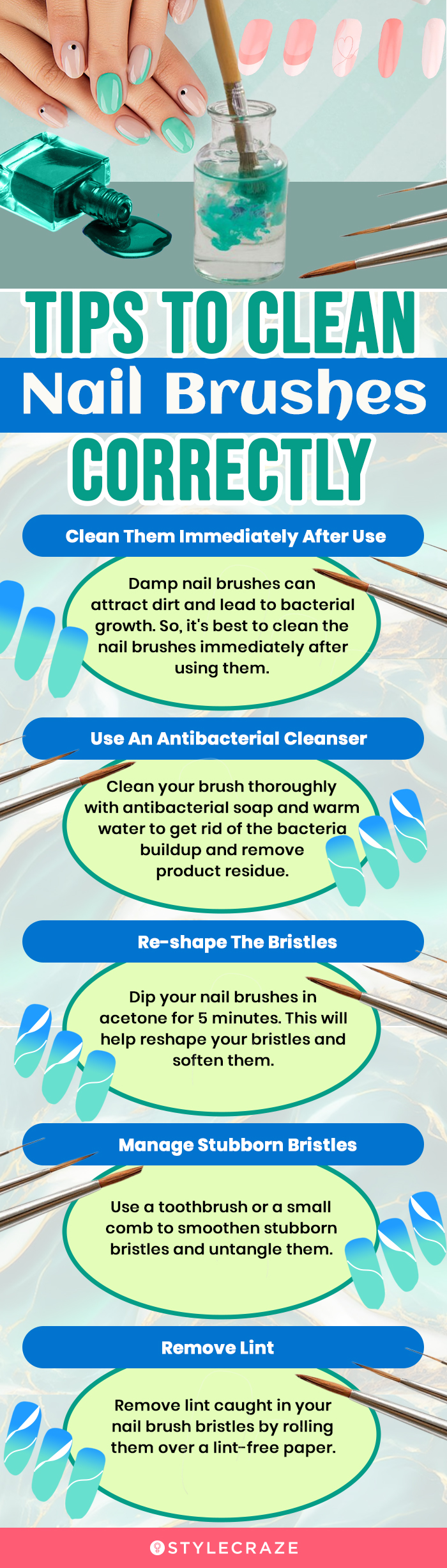 Tips To Clean Nail Brushes Effectively (infographic)