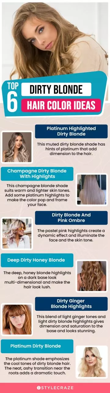 top 6 dirty blonde hair color ideas (infographic)