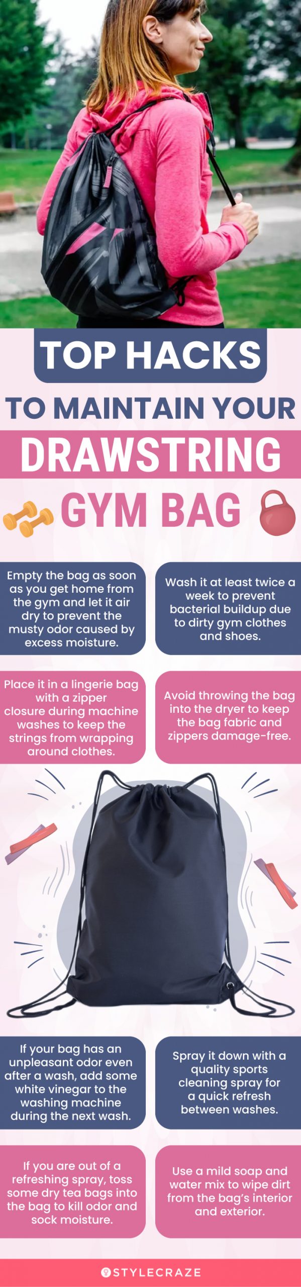 Top Hacks To Maintain Your Drawstring Gym Bag (infographic)