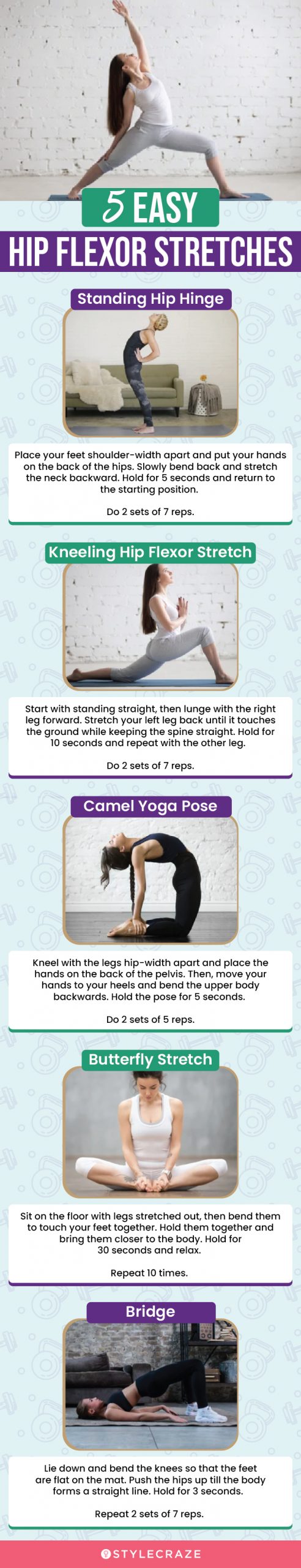 5 easy hip flexor stretches (infographic)