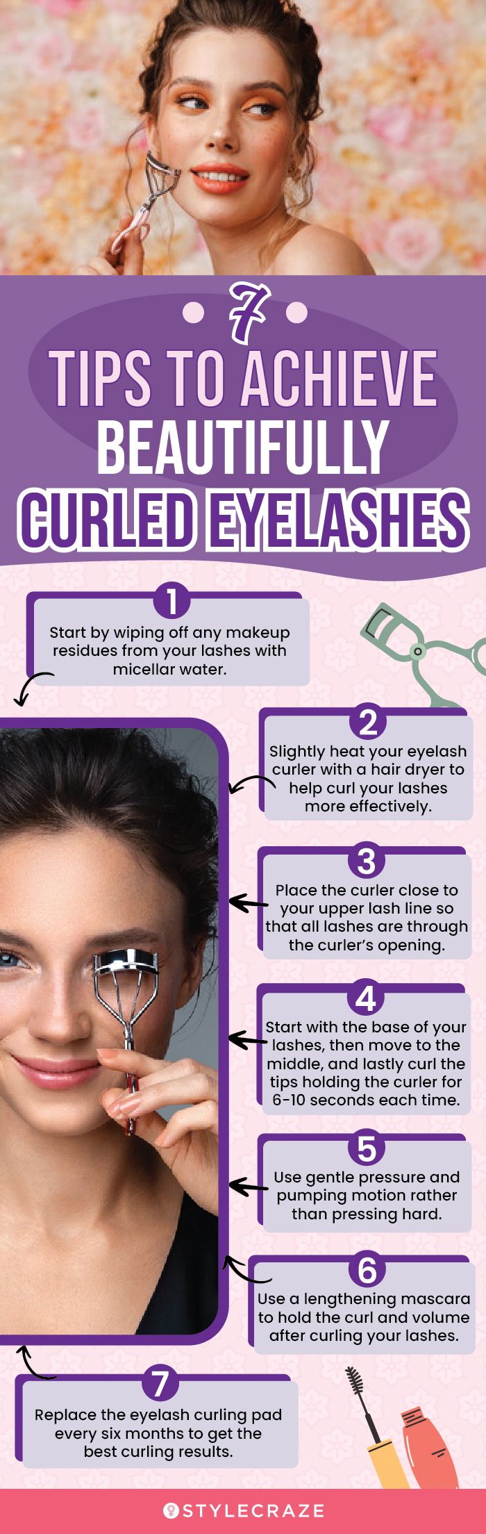7 Eyelash Curling Tips For Perfectly Curled Lashes (infographic)