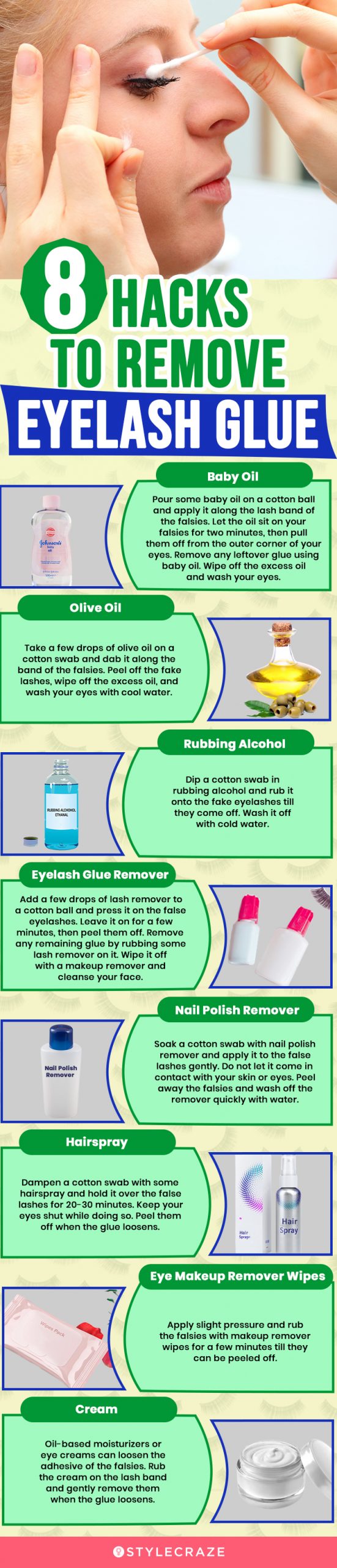 8 hacks to remove eyelash glue (infographic)