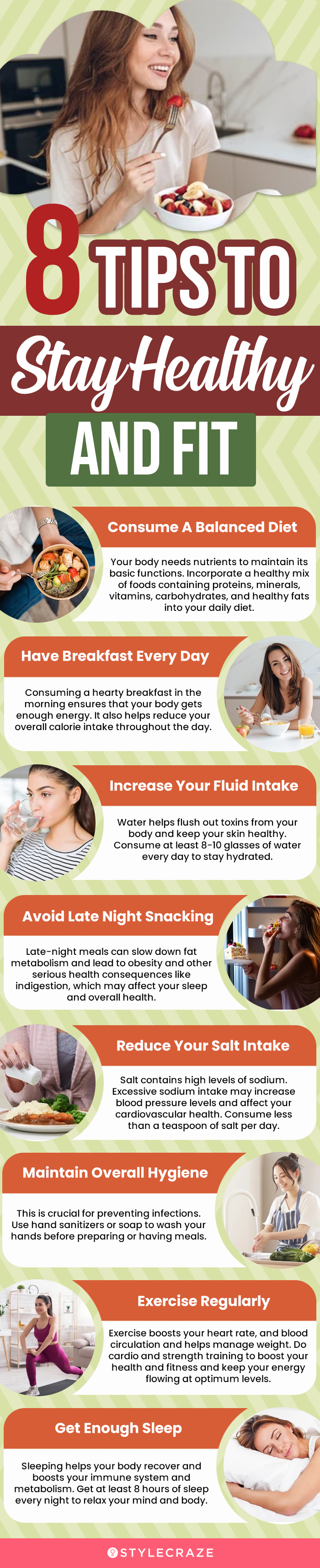 8 tips to stay healthy and fit (infographic)