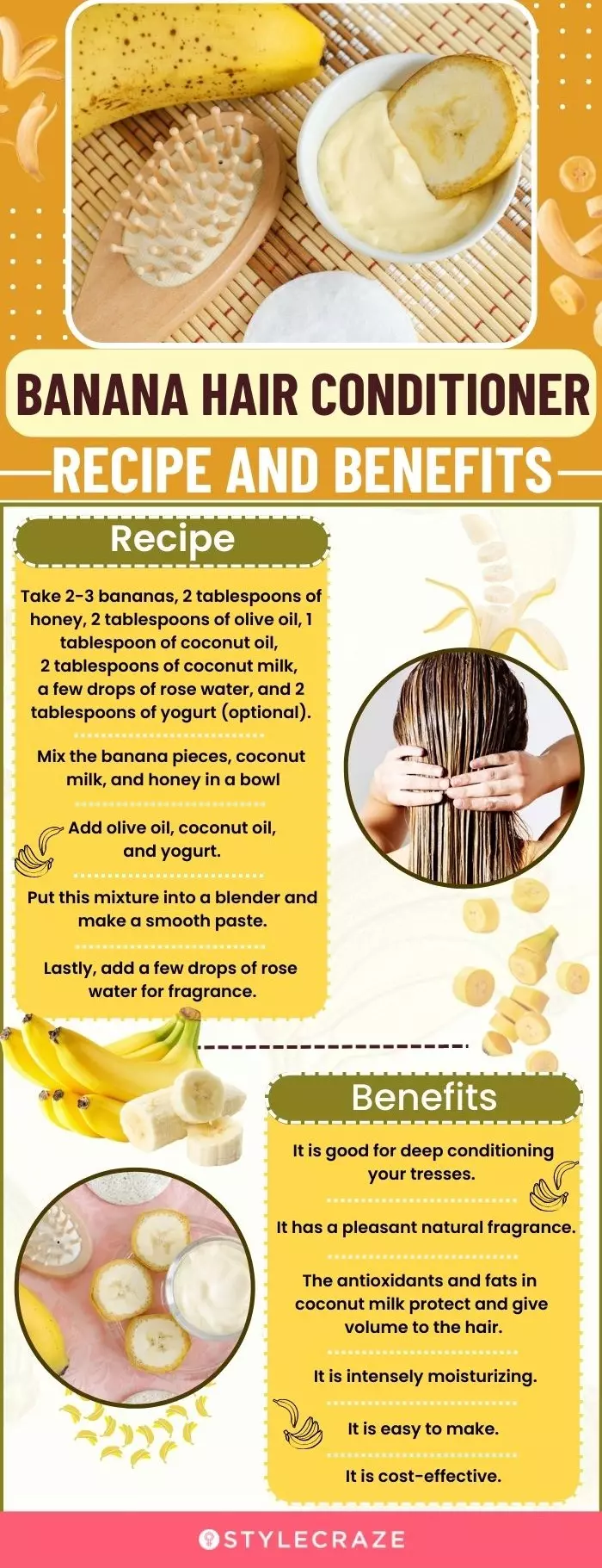 banana hair conditioner recipe and benefits (infographic)
