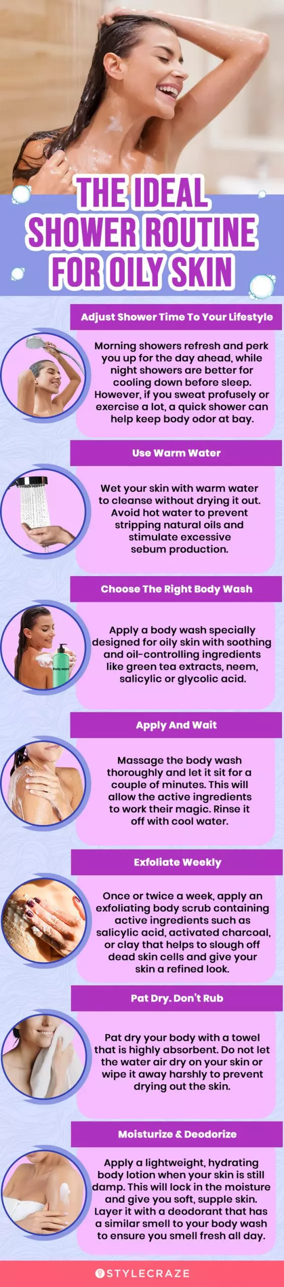The Ideal Shower Routine For Oily Skin (infographic)