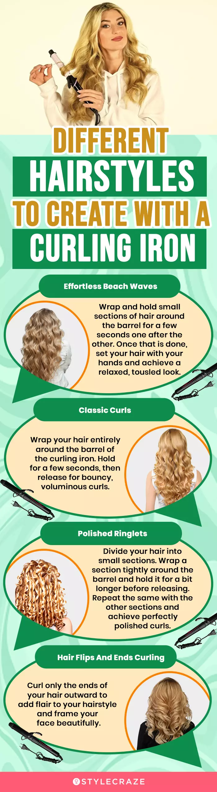 Different Hairstyles To Create With A Curling Iron (infographic)