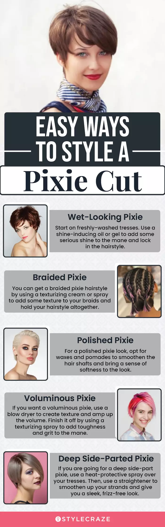 Easy Ways To Style Pixie Cut (infographic)