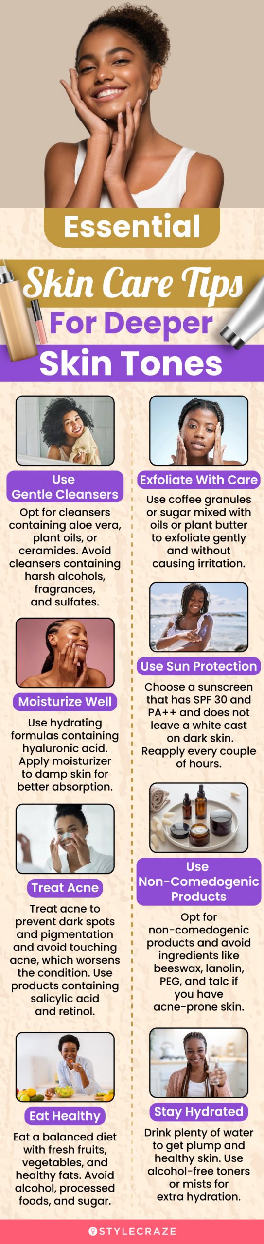 essential skincare tips for deeper skin tones (infographic)