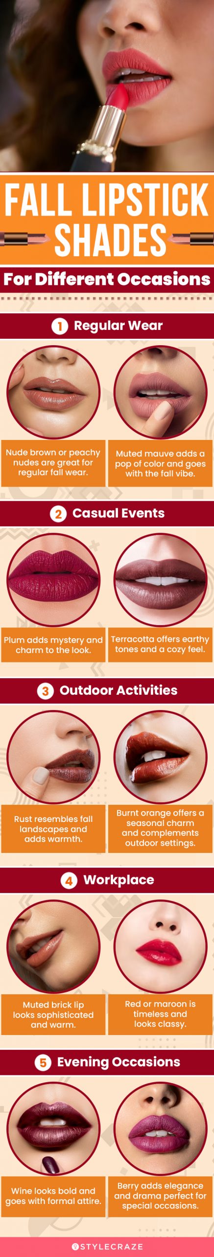 Fall Lipstick Shades For Different Occasions (infographic)
