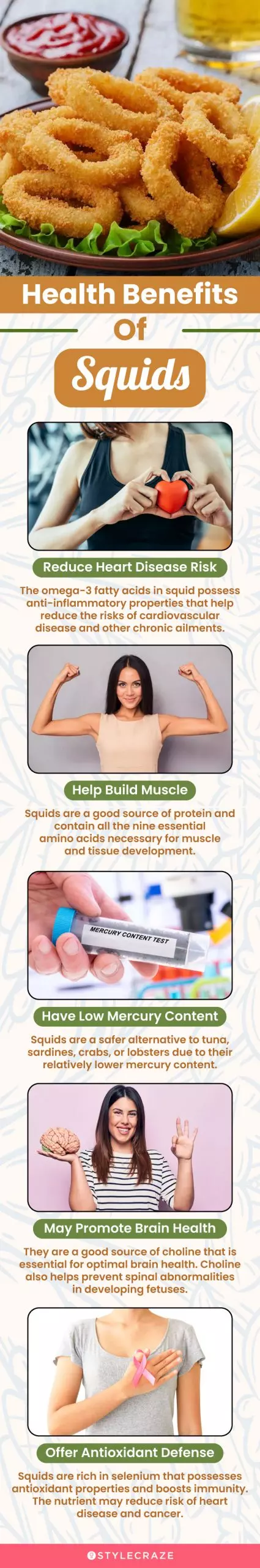 health benefits of squids (infographic)